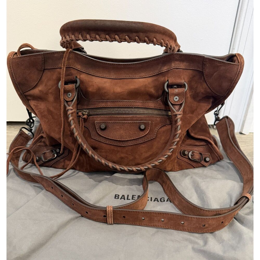 Balenciaga Le City Medium in Brown Suede NWT